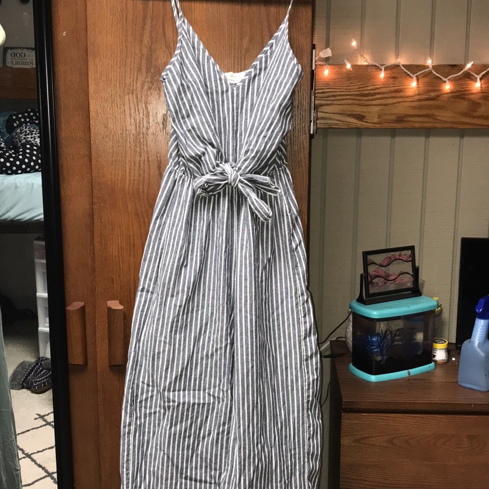 Blue striped romper